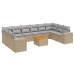 Set de sofás de jardín 11pzas con cojines ratán sintético beige