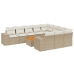 Set de sofás de jardín 11pzas con cojines ratán sintético beige