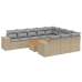 Set de sofás de jardín 11pzas con cojines ratán sintético beige