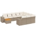 Set de sofás de jardín 11pzas con cojines ratán sintético beige
