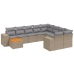 Set de sofás de jardín 11pzas con cojines ratán sintético beige