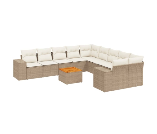 Set de sofás de jardín 11pzas con cojines ratán sintético beige