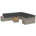Set de sofás de jardín 11 pzas y cojines ratán sintético gris