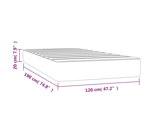 Colchón de muelles ensacados tela marrón oscuro 120x190x20 cm