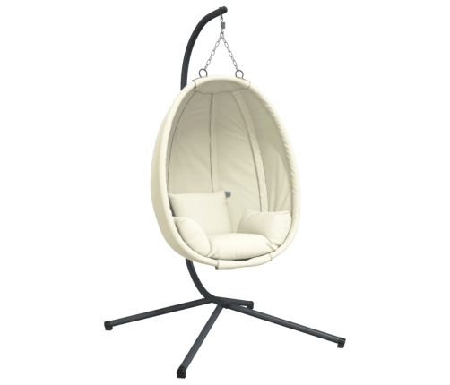 Silla colgante huevo con soporte tela y acero beige