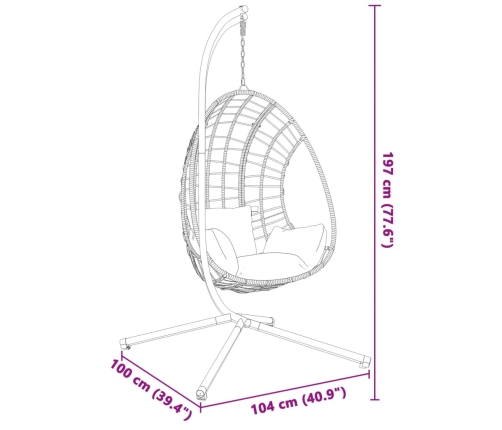 Soporte de silla colgante huevo acero negro