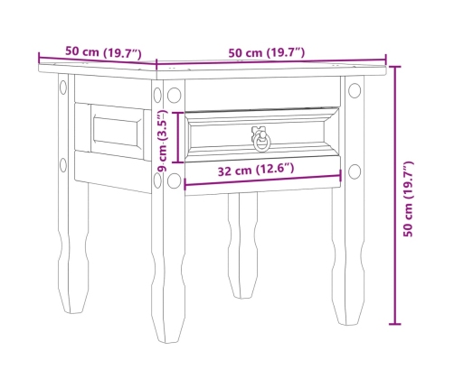 Mesa auxiliar Corona madera maciza de pino 50x50x50 cm