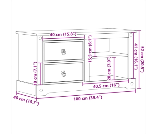 vidaXL Mueble de TV Corona madera maciza de pino 100x40x52 cm