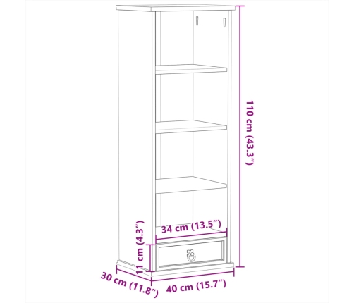 Estantería de CDs Corona madera maciza de pino 40x30x110 cm