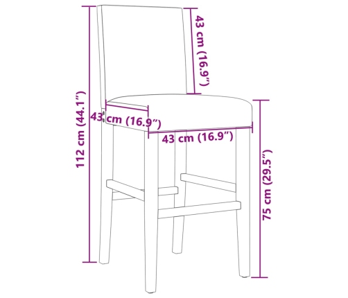 Taburetes altos 2 uds madera maciza de caucho y tela