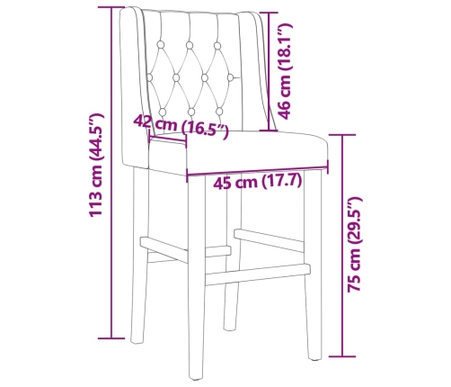 Taburetes altos 2 uds madera maciza de caucho y tela