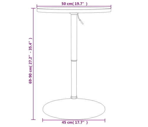 Mesa alta de bar madera ingeniería y acero negra 50x50x90 cm