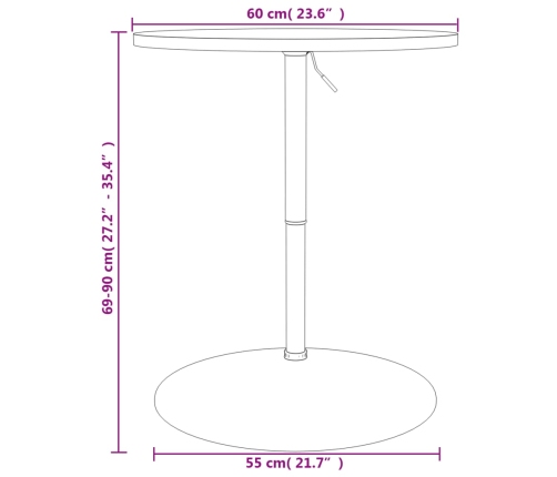 Mesa alta de bar madera ingeniería y acero negra 60x60x90 cm