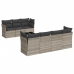 Set de sofás de jardín 8 pzas y cojines ratán sintético gris
