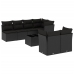 Set de sofás de jardín 8 piezas y cojines ratán sintético negro