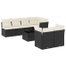 Set de sofás de jardín 8 piezas y cojines ratán sintético negro