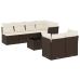 Set sofás de jardín 8 piezas y cojines ratán sintético marrón