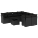 Set de sofás de jardín 8 piezas y cojines ratán sintético negro