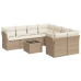 Set de sofás de jardín 9 pzas con cojines ratán sintético beige