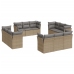 Set de sofás de jardín 12 pzas y cojines ratán sintético marrón