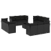 Set de sofás de jardín y cojines 13 pzas ratán sintético negro