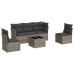 Set de muebles de jardín 6 pzas y cojines ratán sintético gris