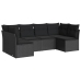 Set de sofás de jardín 6 piezas y cojines ratán sintético negro