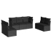 Set de comedor de jardín 7 pzas y cojines ratán sintético negro