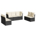 Set de comedor de jardín 7 pzas y cojines ratán sintético negro