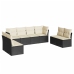 Set de sofás de jardín 8 piezas y cojines ratán sintético negro