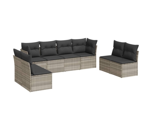 Set de sofás de jardín 8 pzas y cojines ratán sintético gris