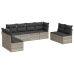 Set de sofás de jardín 8 pzas y cojines ratán sintético gris