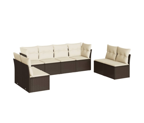 Set sofás de jardín 8 piezas y cojines ratán sintético marrón