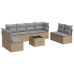 Set de sofás de jardín 9 pzas con cojines ratán sintético beige