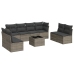 Set de muebles de jardín 9 pzas y cojines ratán sintético gris