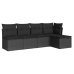 Set de muebles de jardín 5 pzas y cojines ratán sintético negro