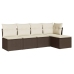 Set comedor de jardín 5 piezas y cojines ratán sintético marrón