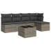 Set de muebles de jardín 6 pzas y cojines ratán sintético gris