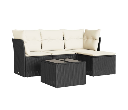 Set de muebles de jardín 5 pzas y cojines ratán sintético negro