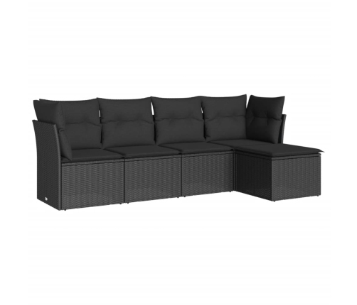Set de muebles de jardín 5 pzas y cojines ratán sintético negro
