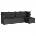 Set de muebles de jardín 5 pzas y cojines ratán sintético negro