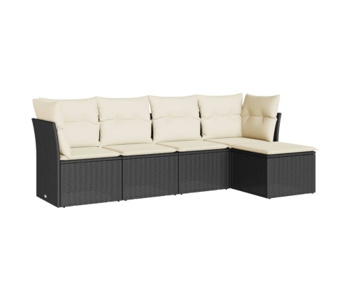 Set de muebles de jardín 5 pzas y cojines ratán sintético negro