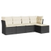 Set de muebles de jardín 5 pzas y cojines ratán sintético negro
