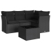 Set de muebles de jardín 5 pzas y cojines ratán sintético negro