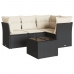 Set de muebles de jardín 5 pzas y cojines ratán sintético negro