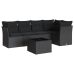 Set de sofás de jardín 6 piezas y cojines ratán sintético negro