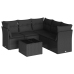 Set de sofás de jardín 6 piezas y cojines ratán sintético negro