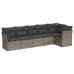 Set de muebles de jardín 6 pzas y cojines ratán sintético gris