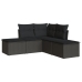 Set de muebles de jardín 5 pzas y cojines ratán sintético negro