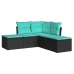 Set de muebles de jardín 5 pzas y cojines ratán sintético negro